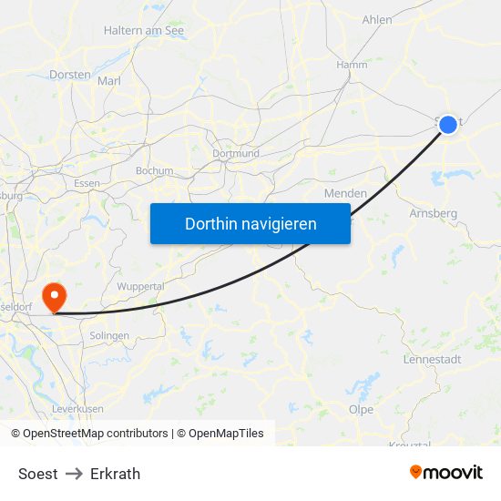 Soest to Erkrath map