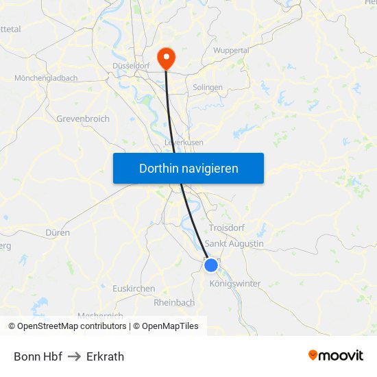 Bonn Hbf to Erkrath map