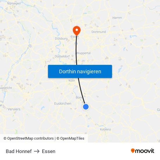 Bad Honnef to Essen map