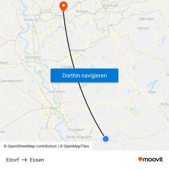 Eitorf to Essen map