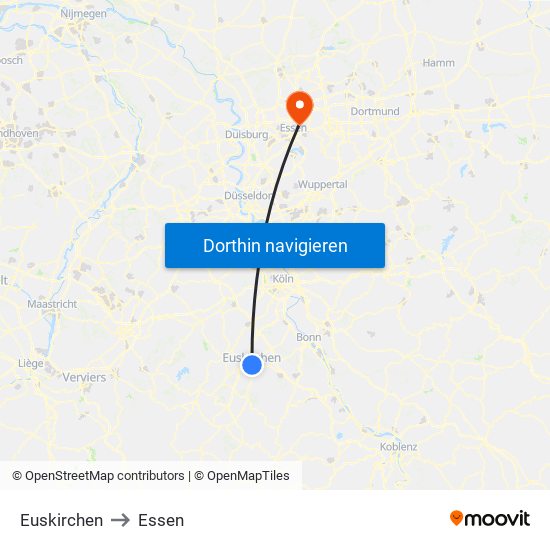 Euskirchen to Essen map