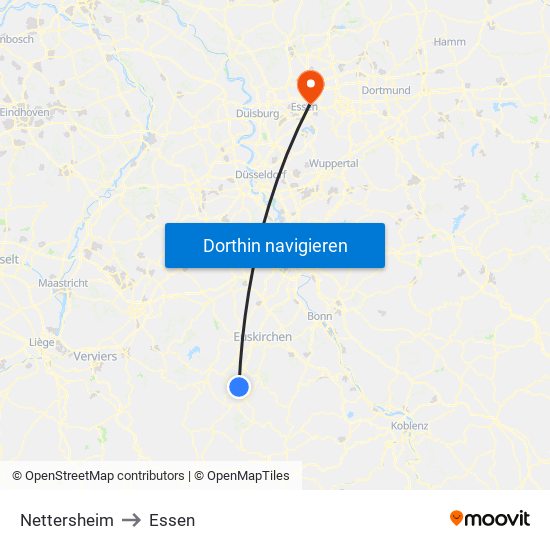 Nettersheim to Essen map