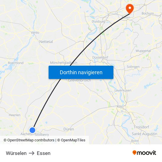 Würselen to Essen map