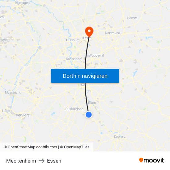 Meckenheim to Essen map