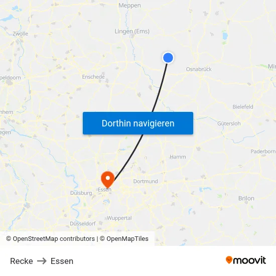 Recke to Essen map