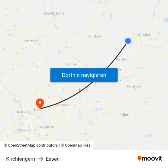 Kirchlengern to Essen map