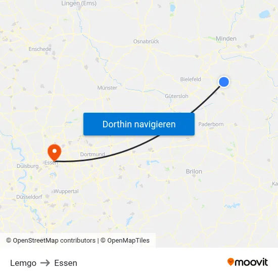 Lemgo to Essen map