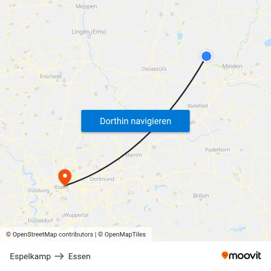 Espelkamp to Essen map