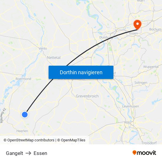 Gangelt to Essen map