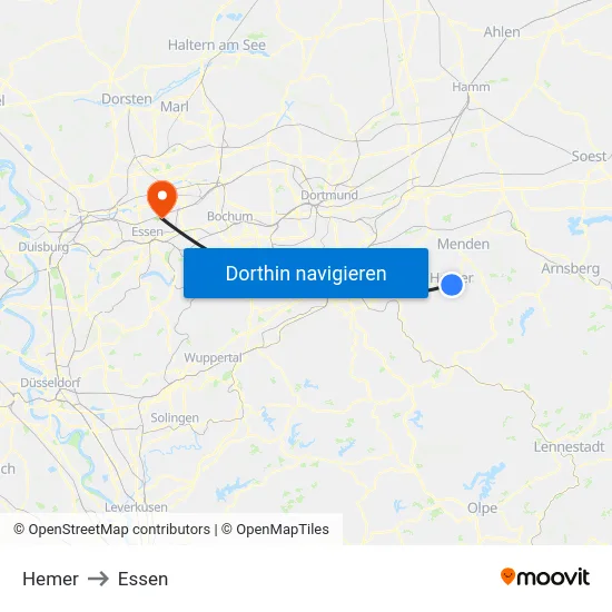 Hemer to Essen map