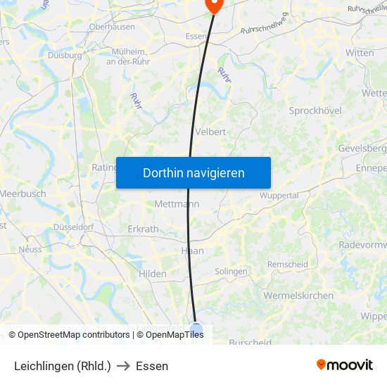 Leichlingen (Rhld.) to Essen map