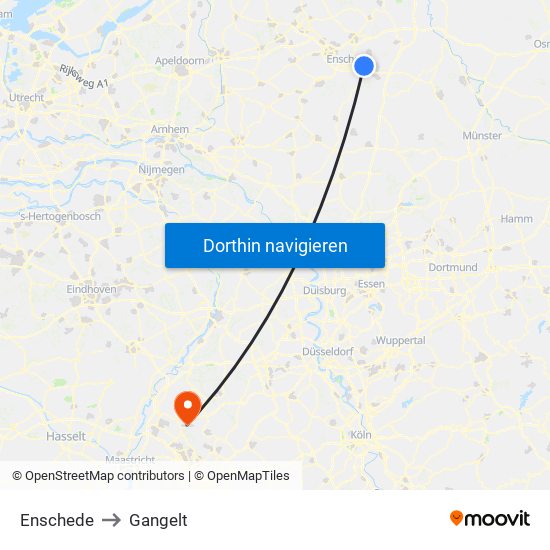 Enschede to Gangelt map