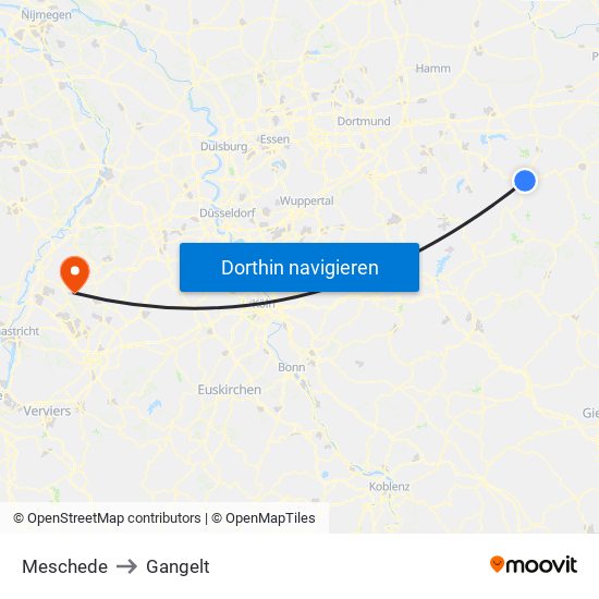 Meschede to Gangelt map
