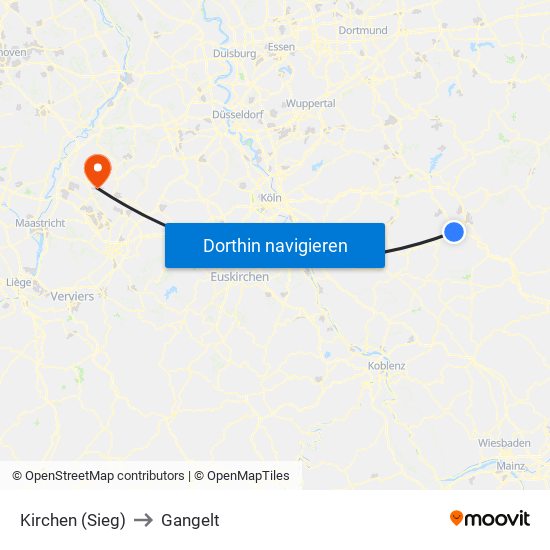 Kirchen (Sieg) to Gangelt map
