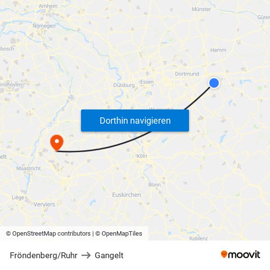 Fröndenberg/Ruhr to Gangelt map
