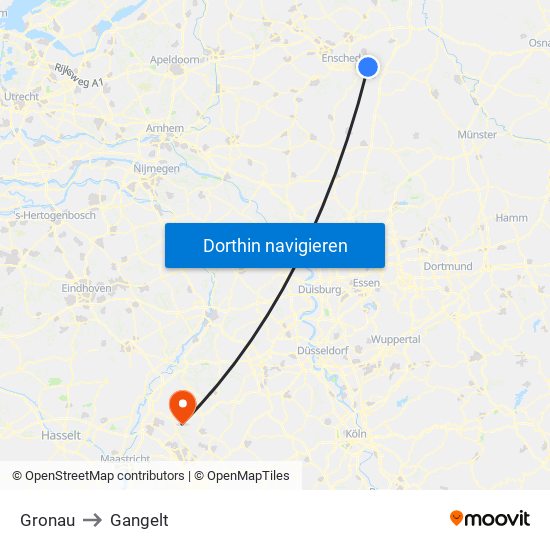 Gronau to Gangelt map