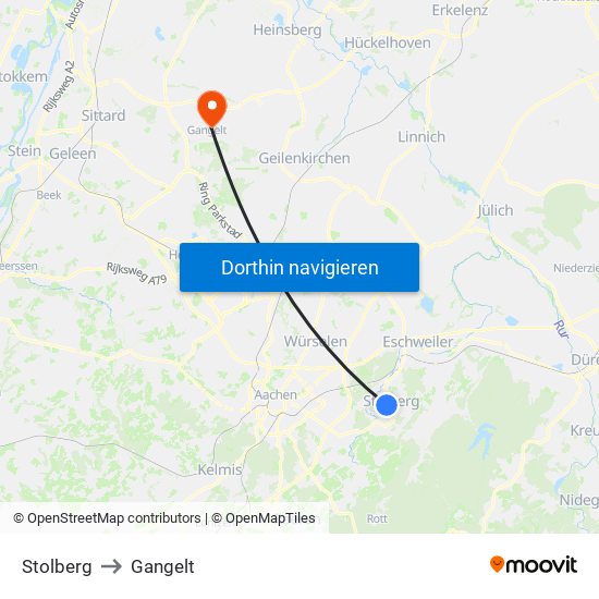 Stolberg to Gangelt map