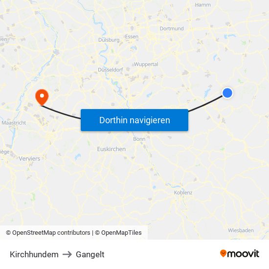 Kirchhundem to Gangelt map