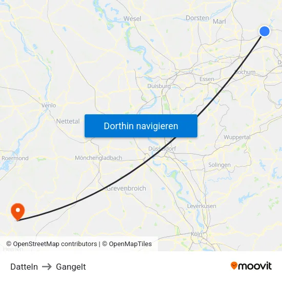 Datteln to Gangelt map