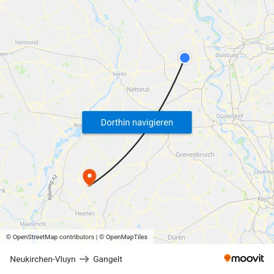 Neukirchen-Vluyn to Gangelt map