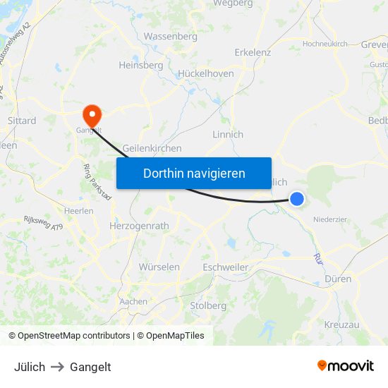 Jülich to Gangelt map