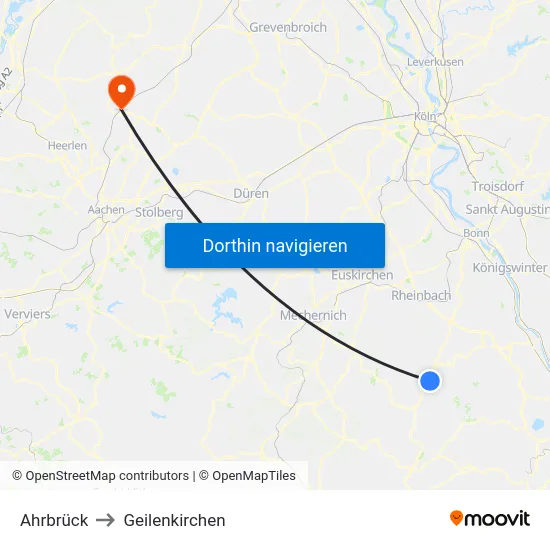Ahrbrück to Geilenkirchen map