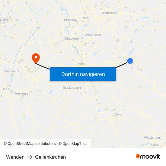 Wenden to Geilenkirchen map
