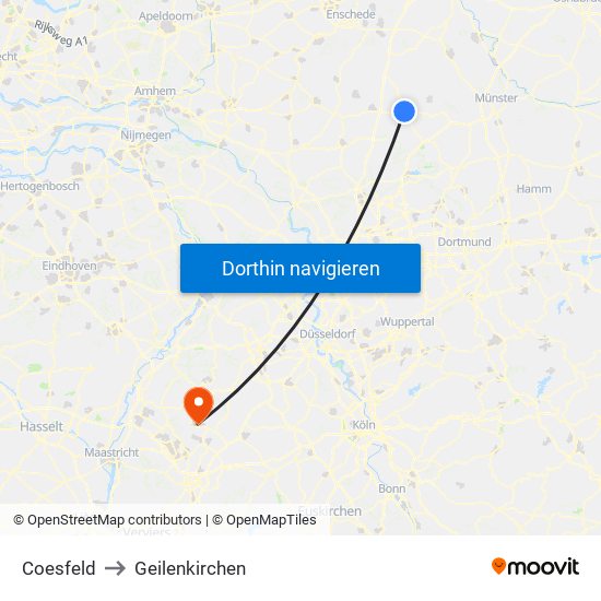 Coesfeld to Geilenkirchen map