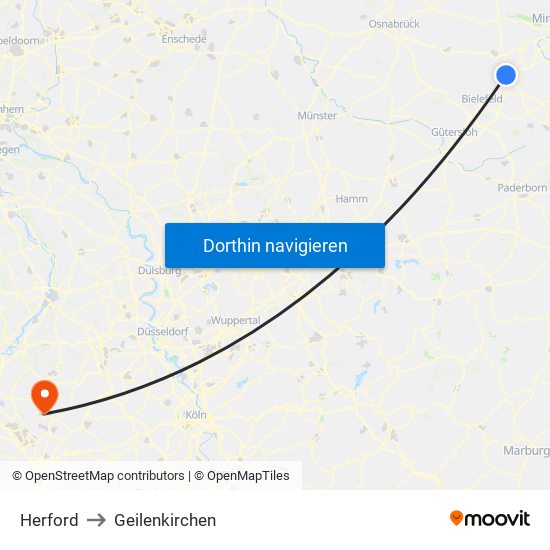 Herford to Geilenkirchen map