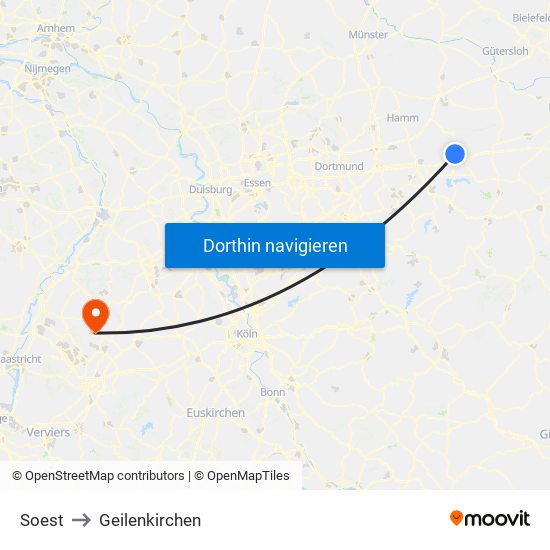 Soest to Geilenkirchen map