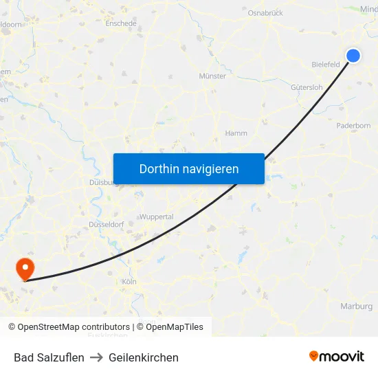 Bad Salzuflen to Geilenkirchen map