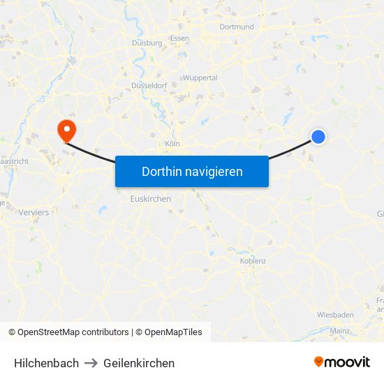 Hilchenbach to Geilenkirchen map