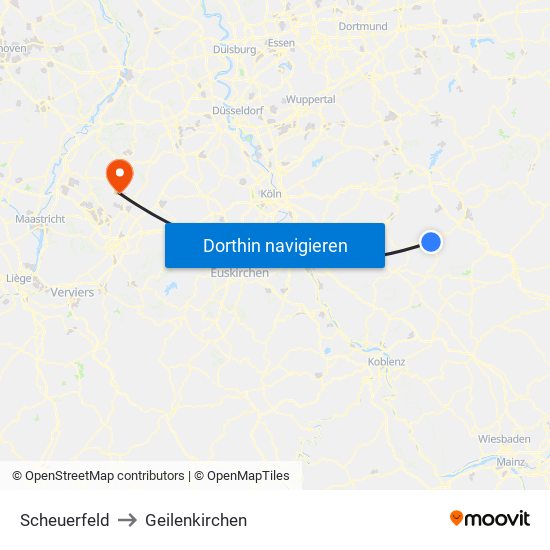 Scheuerfeld to Geilenkirchen map