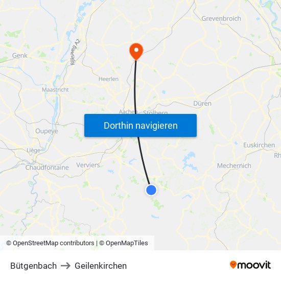Bütgenbach to Geilenkirchen map