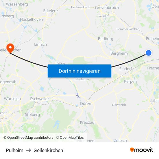 Pulheim to Geilenkirchen map