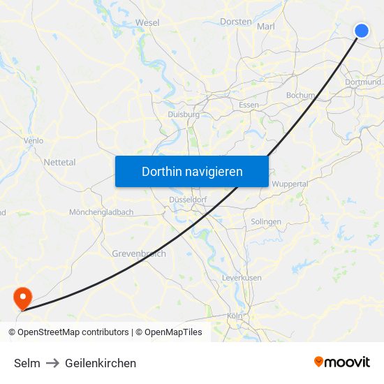 Selm to Geilenkirchen map