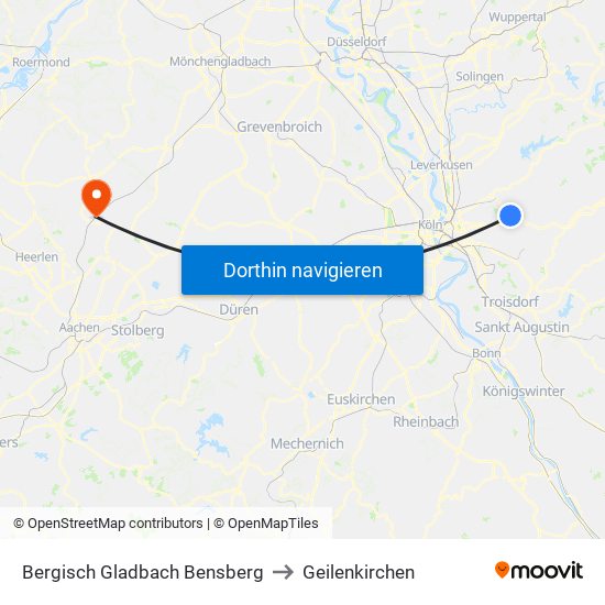 Bergisch Gladbach Bensberg to Geilenkirchen map