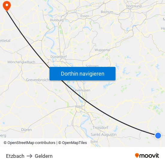 Etzbach to Geldern map