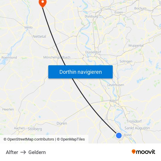 Alfter to Geldern map