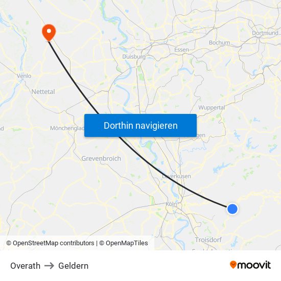 Overath to Geldern map