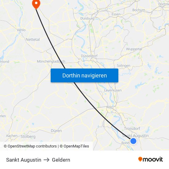 Sankt Augustin to Geldern map