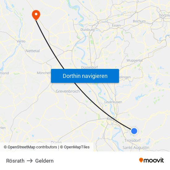 Rösrath to Geldern map