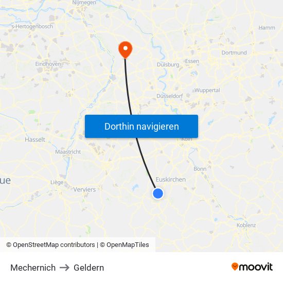 Mechernich to Geldern map