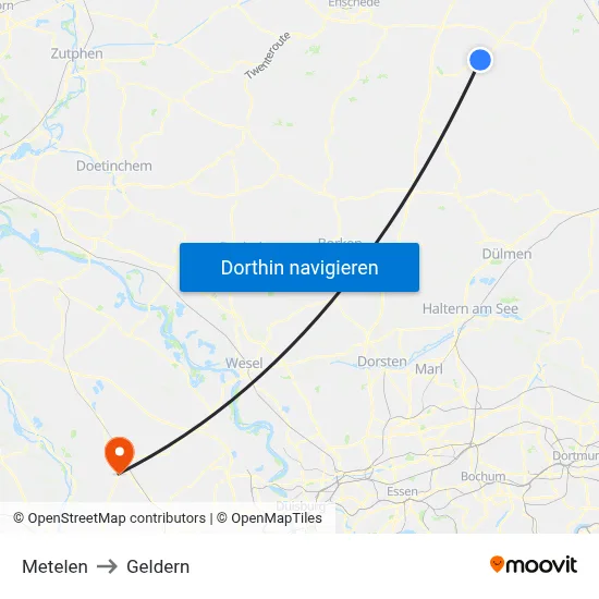 Metelen to Geldern map