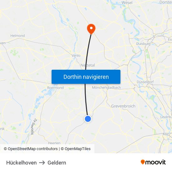 Hückelhoven to Geldern map