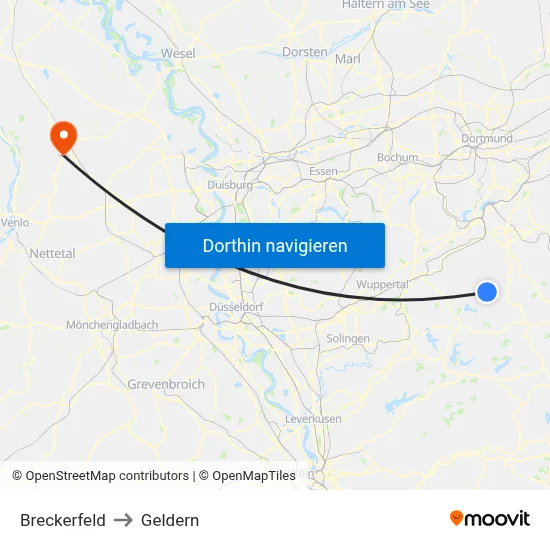Breckerfeld to Geldern map