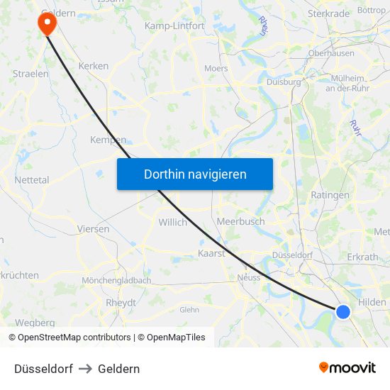 Düsseldorf to Geldern map