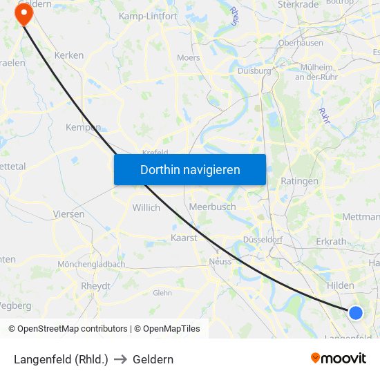 Langenfeld (Rhld.) to Geldern map