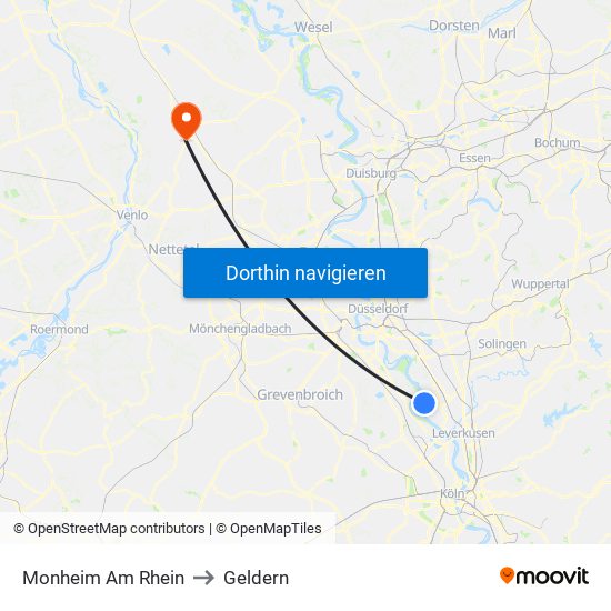 Monheim Am Rhein to Geldern map