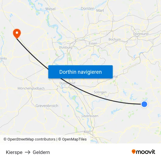 Kierspe to Geldern map